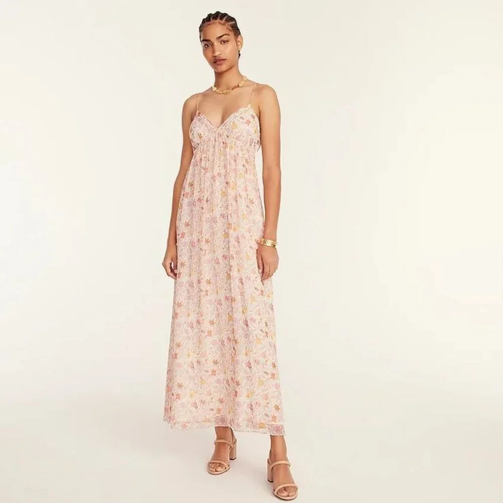 NWT J.Crew Open-back Silk Maxi in Liberty Garden Floral Dress 12